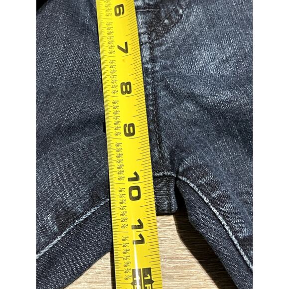 7 for all Mankind The Straight Womens 5 Pocket Jeans 32 Dark Wash Distressed EUC - Picture 15 of 16